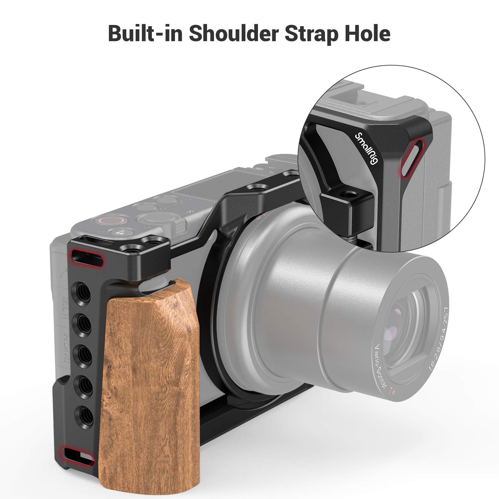SmallRig カメラケージ 木製ハンドルハンドグリップ付き Sony ZV-1F / ZV-1カメラ用 - 2937